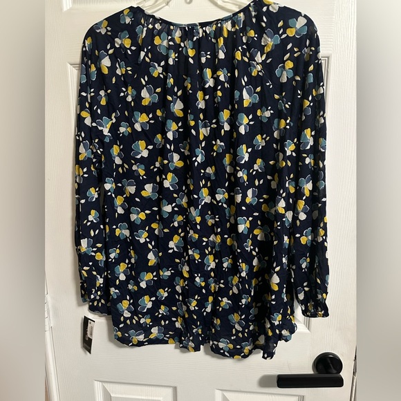 Style & Co Womens Top 2X Long Elastic Sleeves Pullover Sheer Blue Floral NWT - Picture 4 of 4